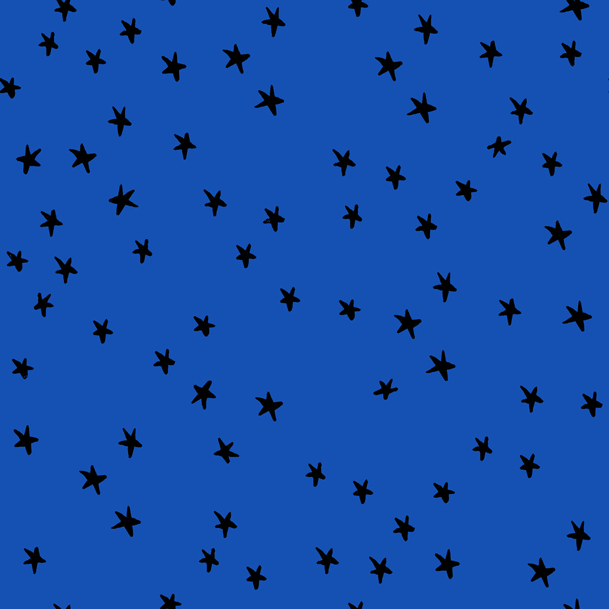 Bright royal blue cotton fabric with scattered black stars – Starry in Blue Ribbon by Ruby Star Society