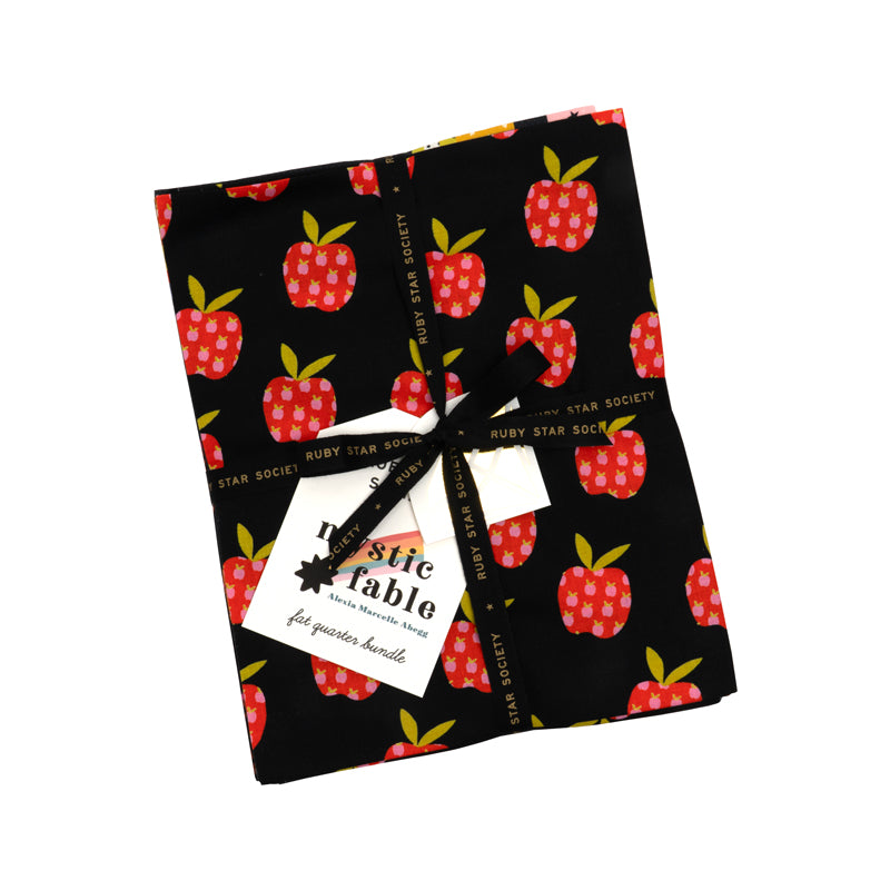 Fabric bundle with apple pattern packaging on a white background