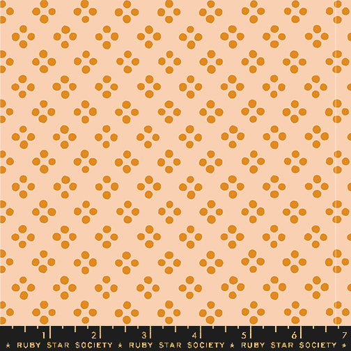 Pixie Dots Vintage Novelty cotton fabric, geometry creamsicle by ruby star society