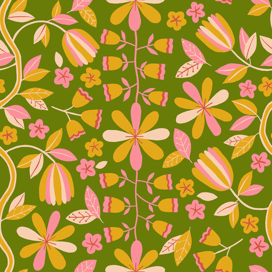 Ruby Star Society Corsage – Front Parlor in Sprout - 108" Wideback (PREORDER)