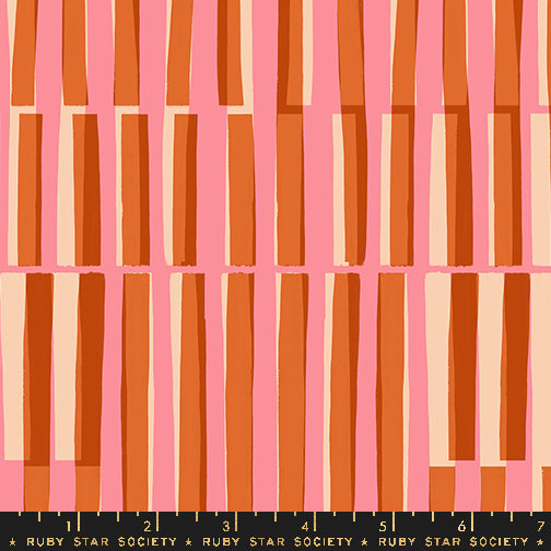 Ladders 30s and Retro Geometrics Novelty Vintage Stripes cotton fabric orange red pink