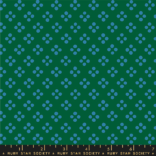 Pixie Dots Vintage Novelty dark green cotton fabric