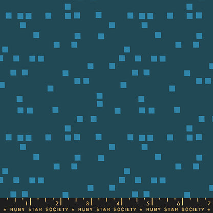Square Dance Geometrics Pixels Novelty Blender cotton fabric dark blue