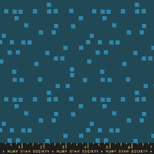 Square Dance Geometrics Pixels Novelty Blender cotton fabric dark blue