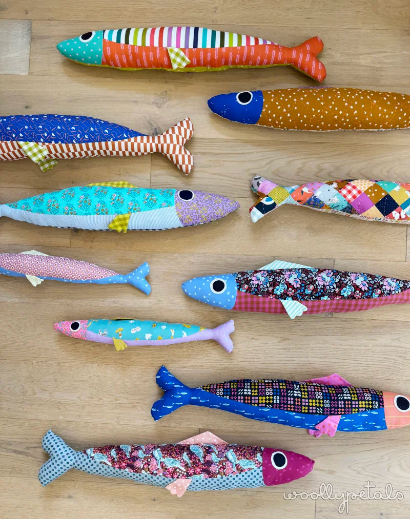 Sardine Pillow by Woolly Petals — Stuffed Sardine pillow pattern