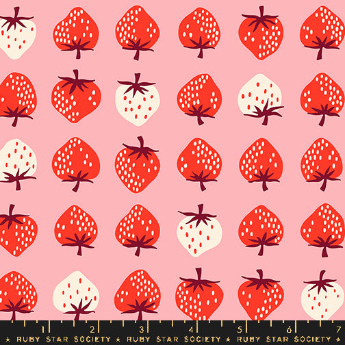 pink strawberry novelty strawberry retro kitsch ruby star society