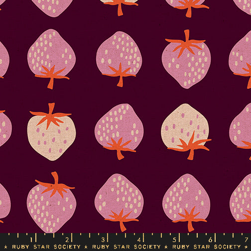 Burgundy deep plum Ruby Star Society strawberry canvas retro kitsch