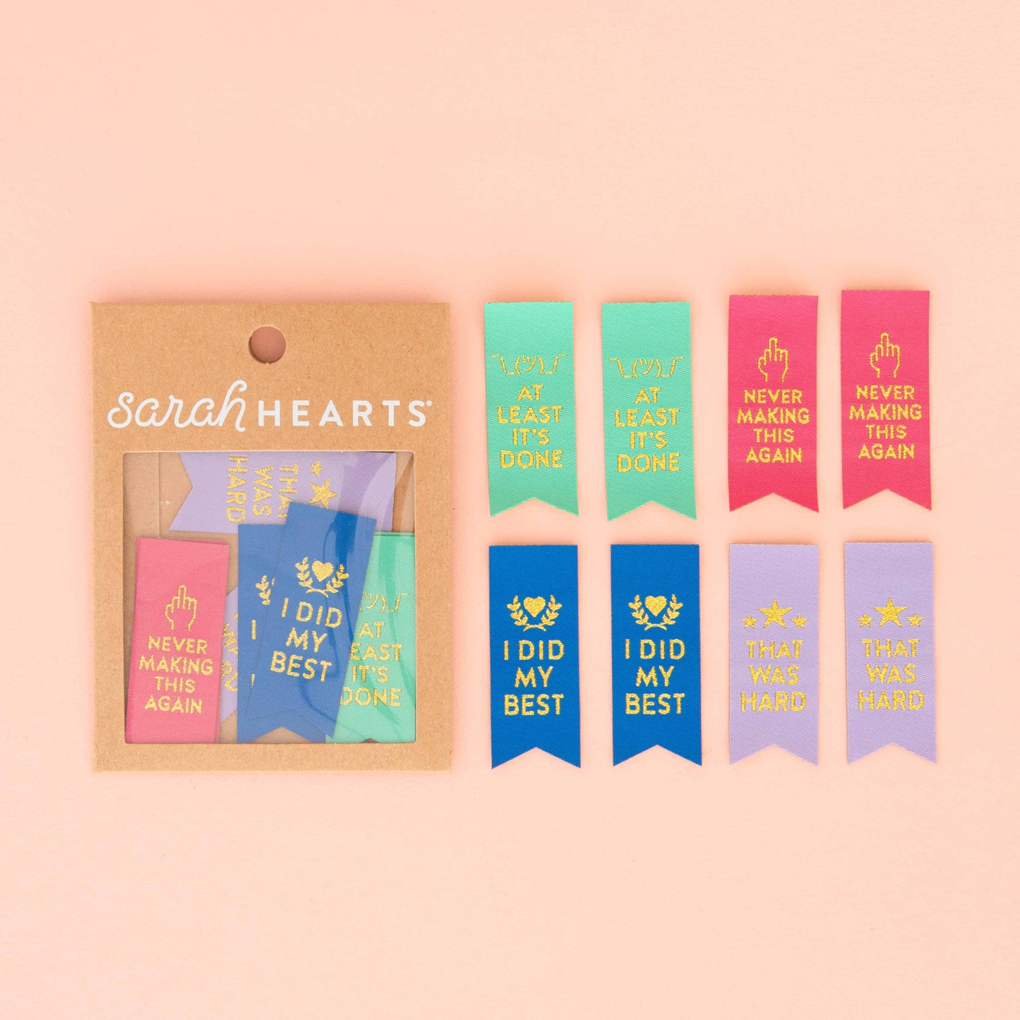 Sarah Hearts - Sarcastic Award Ribbon Multipack Woven Labels