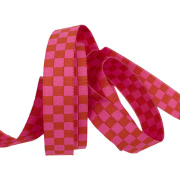 Ribbon - Checker in Cayenne - 5/8" - by Alexia Abegg - One Yard