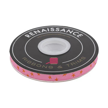 Ribbon - Starry in Vivid Pink - 3/8" - by Alexia Abegg - One Yard