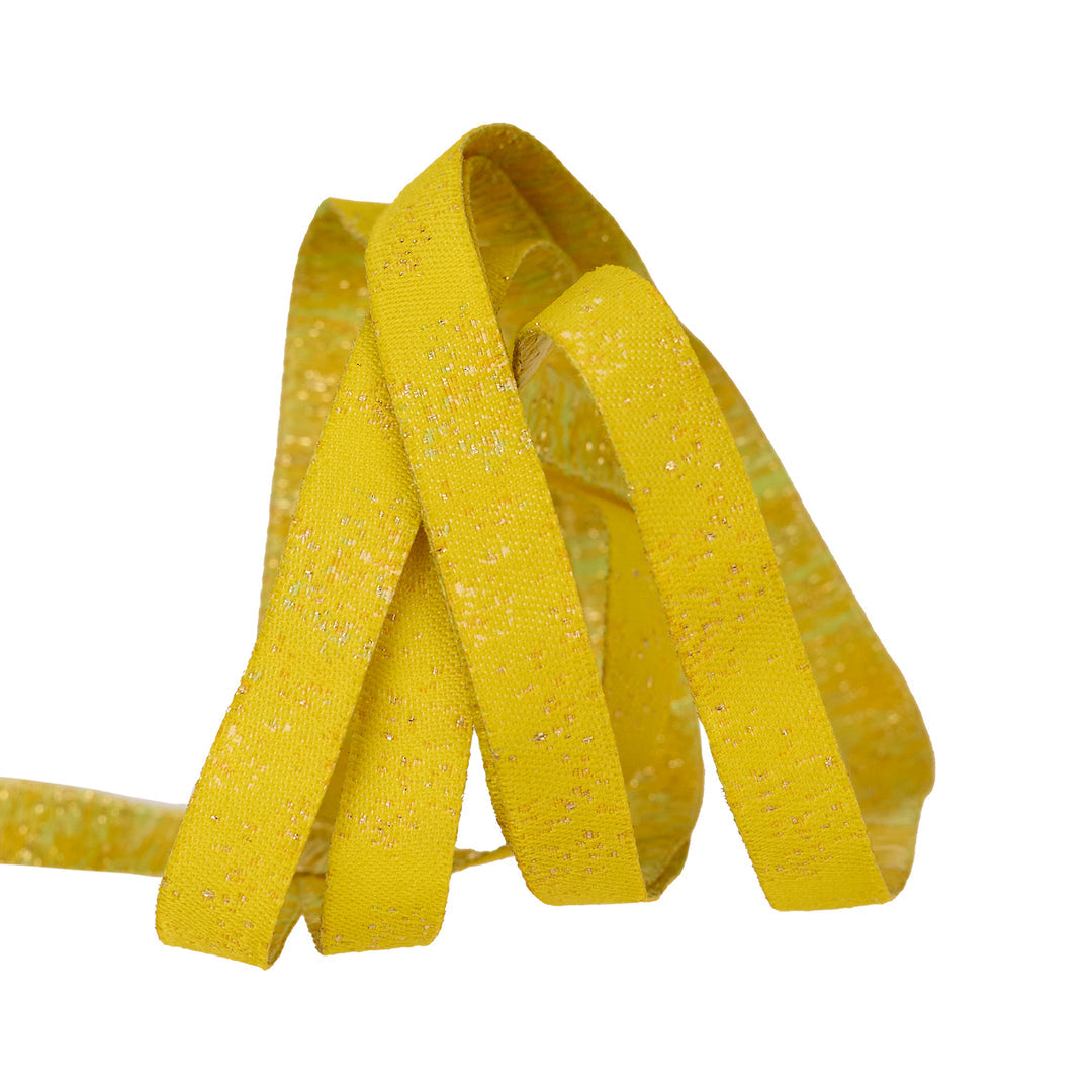 Ribbon - Speckled in Yellow - 3/8" width - One Yard