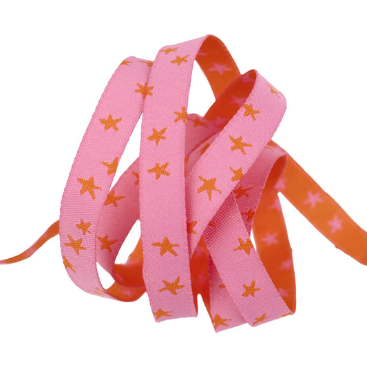 Ribbon - Starry in Vivid Pink - 3/8" - by Alexia Abegg - One Yard